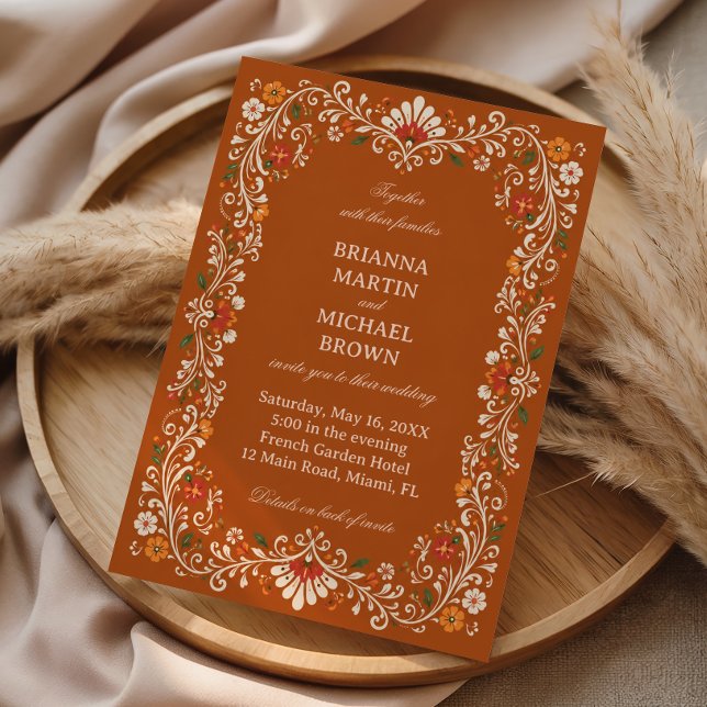 Rustic Folk Botanical Elegant Mexican Invitation (Creator Uploaded)
