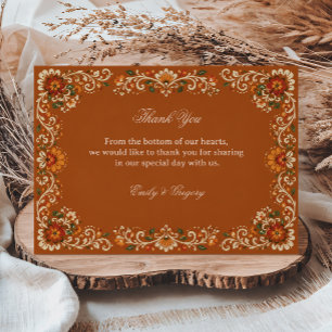 Rustic Folk Botanical Mexican Thank You Card
