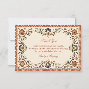 Rustic Folk Botanical Mexican Thank You Card