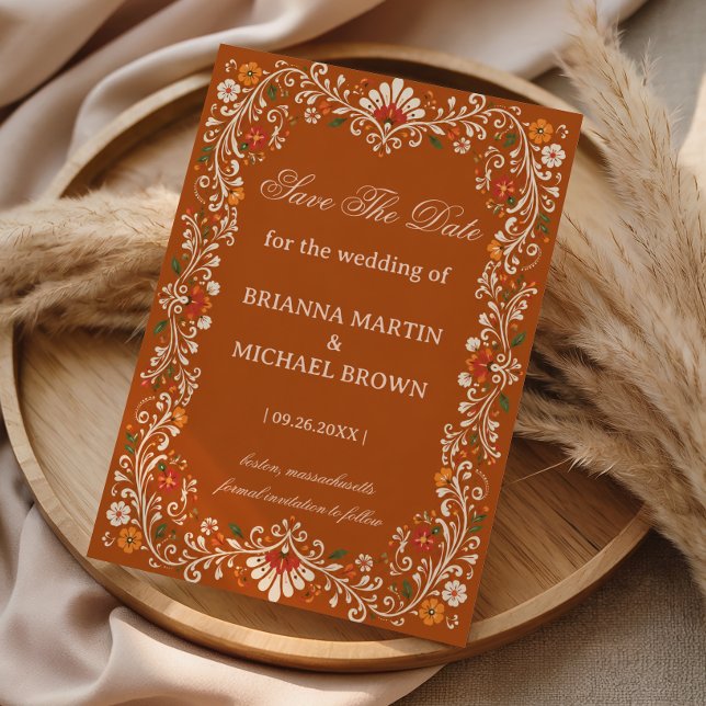 Rustic Folk Botanical Romantic Mexican Save The Date (Creator Uploaded)