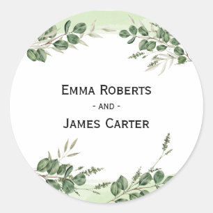 Rustic Folk Greenery Round Sticker