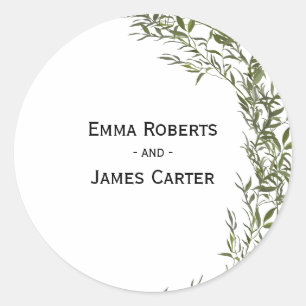 Rustic Folk Greenery Round Sticker