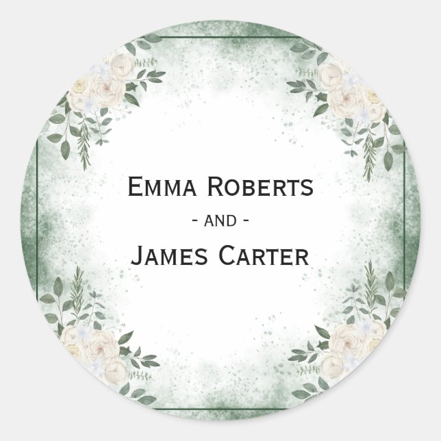 Rustic Folk Greenery Round Sticker (Front)