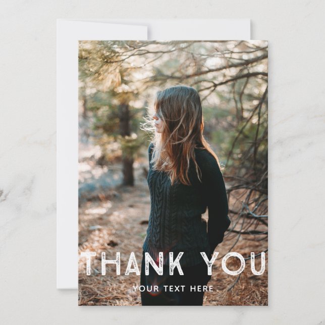 Rustic Font Thank You Photo Card (Front)