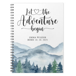 Rustic Forest Adventure Mountains Baby Keepsake  Notebook