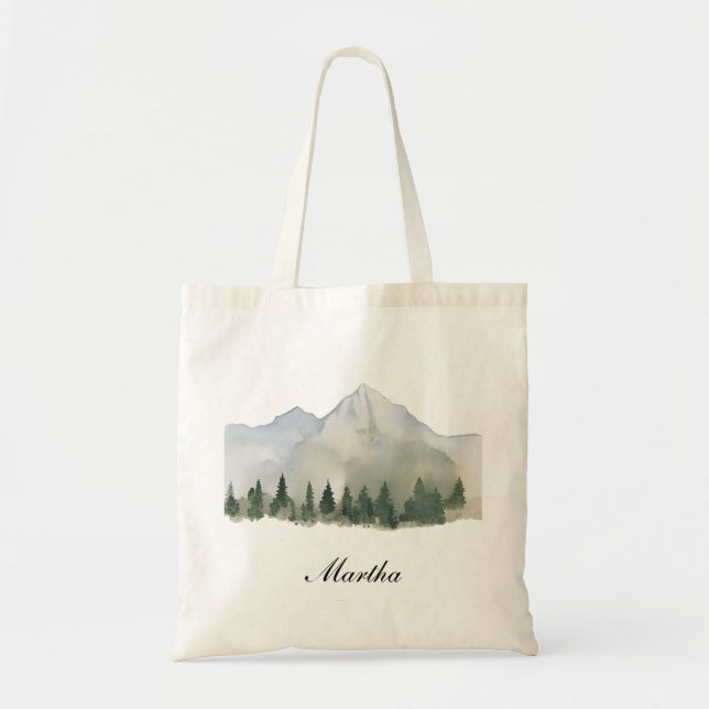 Rustic Forest and Mountain Birdesmaid Tote Bag (Front)