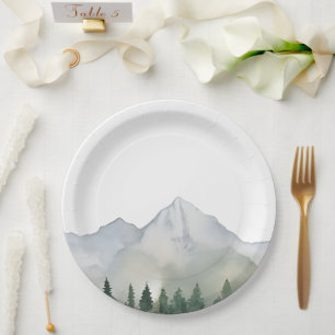 Rustic Forest and Mountain Wedding Paper Plate