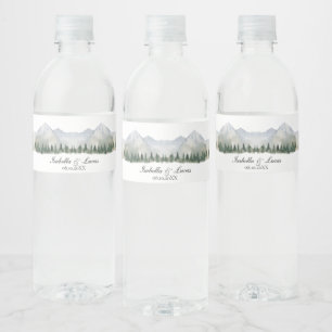 Rustic Forest and Mountain Wedding Water Bottle Label