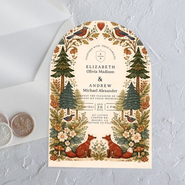 Rustic Forest Animal Botanical Wedding Acrylic Invitations (Creator Uploaded)