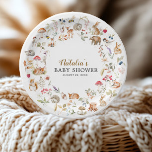 Rustic Forest Animals Woodland Baby Shower Paper Plate