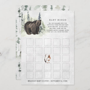 Rustic Forest Baby Shower Bingo Card