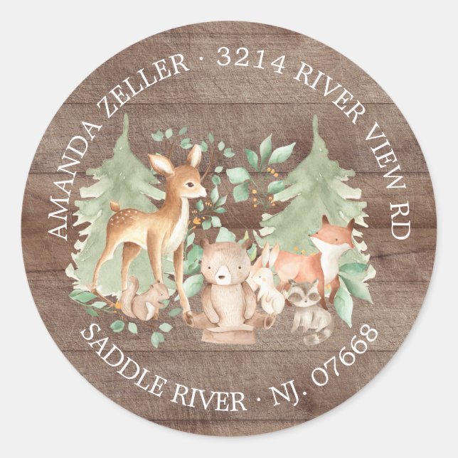 Rustic Forest Baby Shower Return Address Label (Front)