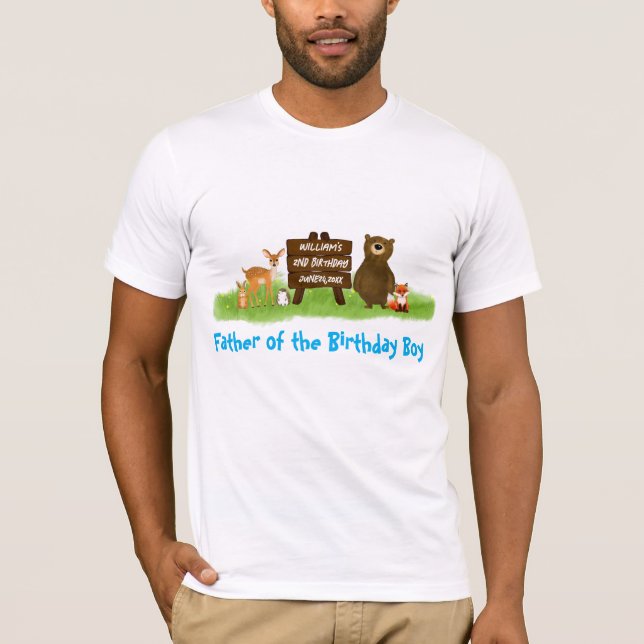 Rustic Forest Birthday Party Animals Father  T-Shirt (Front)