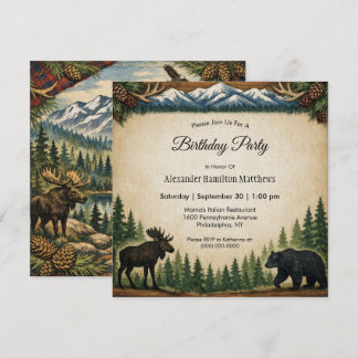 Rustic Forest Birthday Party  Invitation