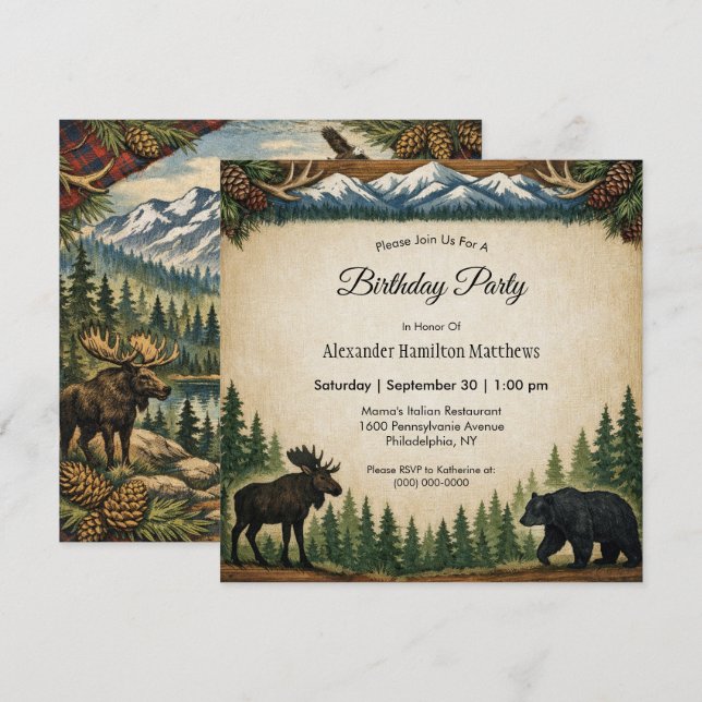 Rustic Forest Birthday Party  Invitation (Front/Back)