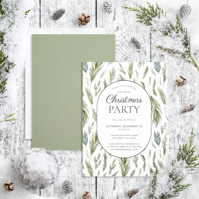 Rustic Forest Botanicals Christmas Party Invitation (Creator Uploaded)