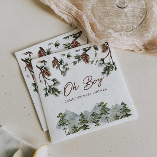 Rustic Forest Boy Baby Shower Napkin (Oh Baby Rustic Woodland Baby Shower Paper Napkins
)