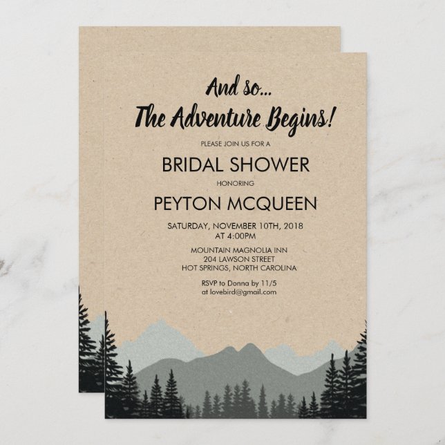 Rustic Forest Bridal Shower Invitation (Front/Back)