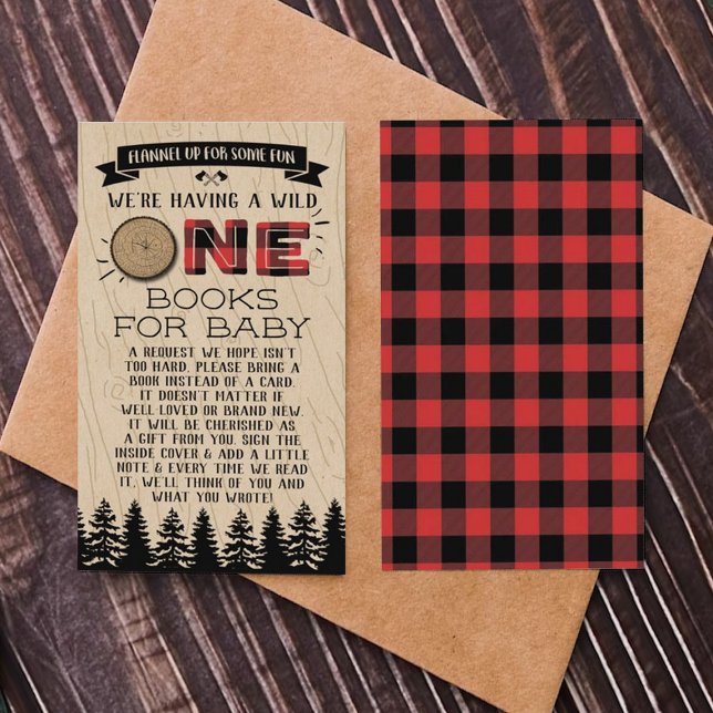 Rustic Forest Buffalo Plaid Wild One Baby Shower Enclosure Card (Creator Uploaded)