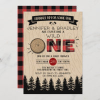 Rustic Forest Buffalo Plaid Wild One Baby Shower