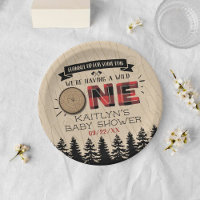 Rustic Forest Buffalo Plaid Wild One Baby Shower