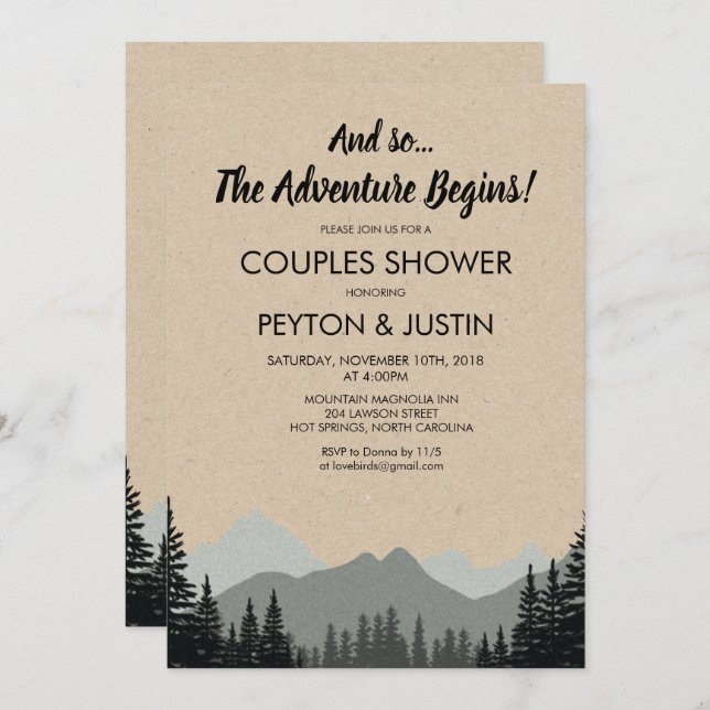 Rustic Forest Couples Shower Invitation (Front/Back)