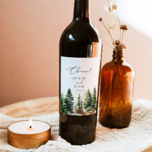 Rustic forest elegant Cheers Wedding Wine Label