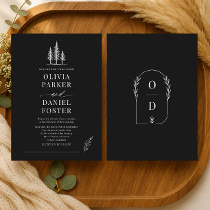Rustic Forest Elegant Line Art  Wedding Invitation