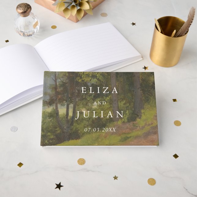 Rustic Forest Elegant Wedding Guest Book (Front Open)