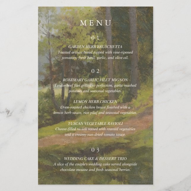 Rustic Forest Elegant Wedding Menu (Front)