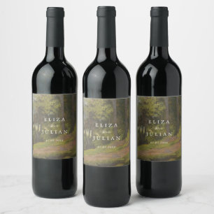 Rustic Forest Elegant Wedding Wine Label