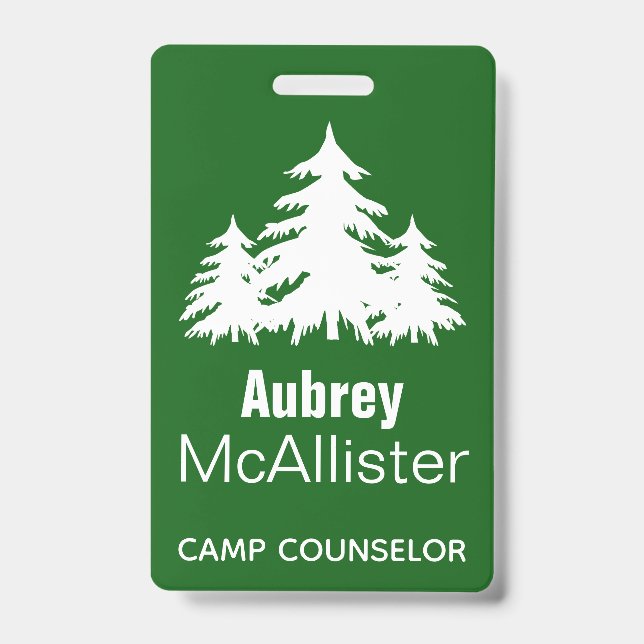 Rustic Forest Fir Trees | Camp Counsellor ID Badge (Front)