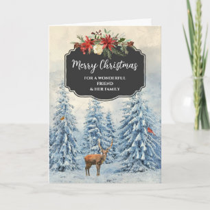 Rustic Forest Friend & Family Merry Christmas Card