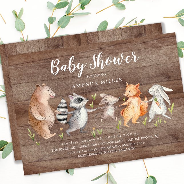 Rustic Forest Friends  Baby Shower Invitation (Creator Uploaded)