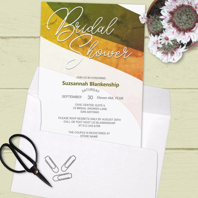Rustic Forest Green Gold Cream Horizontal Streams Invitation (Creator Uploaded)