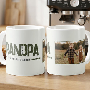 Rustic Forest Green Grandpa Est Year Photo Coffee Mug