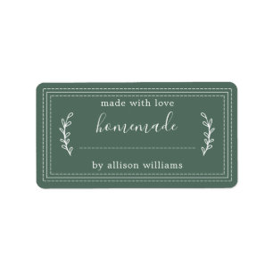Rustic Forest Green Homemade Baked Goods Canning Label