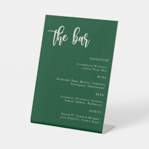 Rustic Forest Green Script Wedding Bar Sign