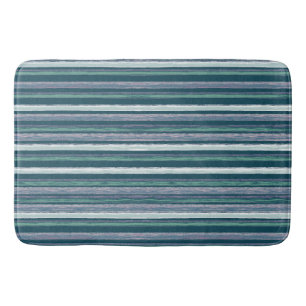 Rustic Forest Green Stripes Art by Heva Weva Bath Mat