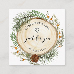 rustic forest handmade with love script thank you enclosure card