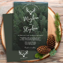 Rustic Forest Land With Deer Antlers Green Wedding