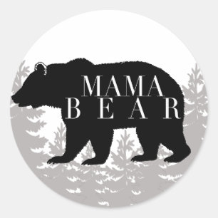 Rustic Forest Mama Bear   Baby Shower Classic Round Sticker