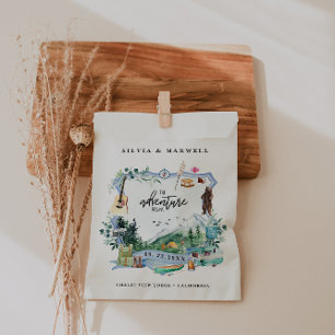 Rustic Forest Mountain Camping Wedding Crest Favour Bags