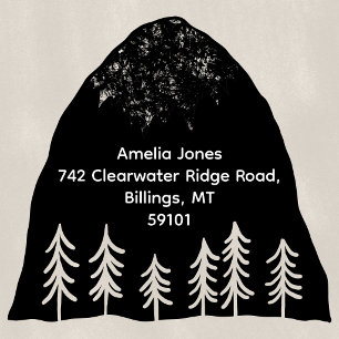 Rustic Forest Mountain Pine Tree Address Self-inking Stamp