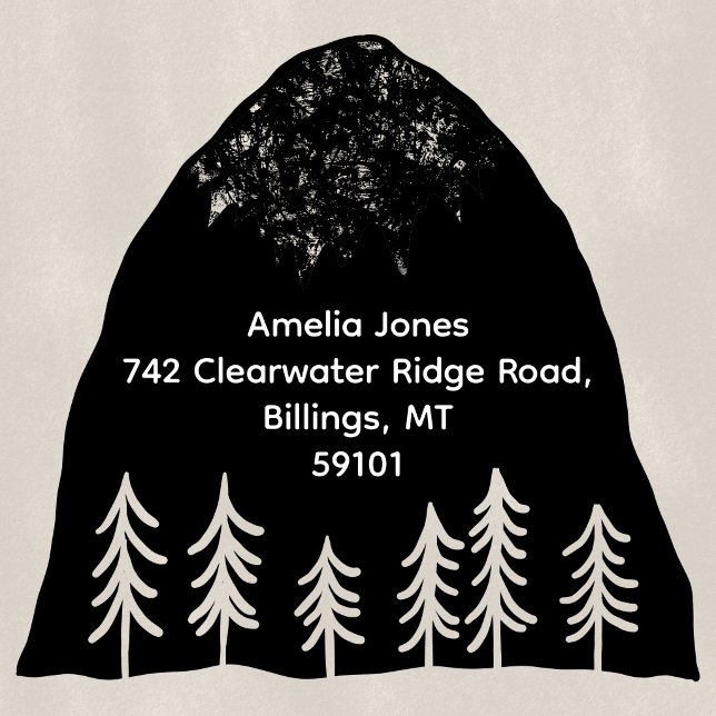 Rustic Forest Mountain Pine Tree Address Self-inking Stamp (Creator Uploaded)