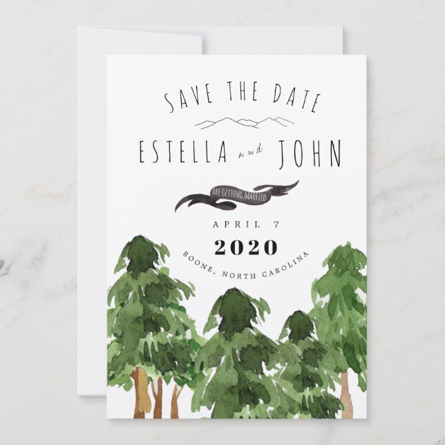 Rustic Forest Mountain Save the Date Wedding Invitation (Front)