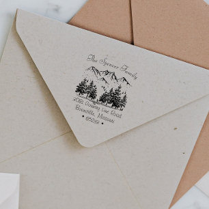 Rustic Forest Mountain Sketch Return Address Self-inking Stamp