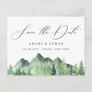 Rustic Forest Mountain Wedding Save the Date Announcement Postcard