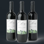 Rustic Forest Mountain Wedding Wine Label<br><div class="desc">Rustic chic watercolor woodland forest and mountain scene,  personalised wine labels.  Elegant calligraphy "Cheers" graphic with modern design style template provides lines for names,  event date and phrase.</div>