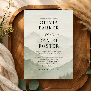 Rustic Forest Mountains Destination Wedding Invitation
